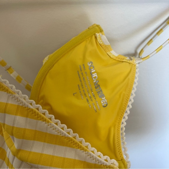 Solid & Striped Daphne Ribbed Bikini Top Lemon Stripe Size Large - Picture 4 of 5